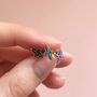 Mini Enamel Quatrefoil Cross Stud Earrings, thumbnail 3 of 6