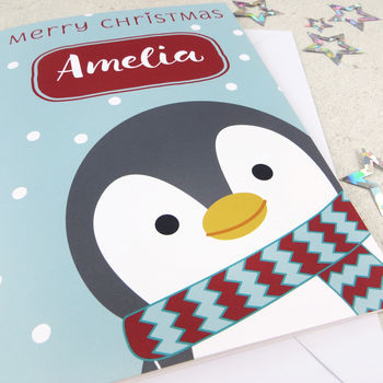 Cute Xmas Penguin Personalised Christmas Card, 2 of 3