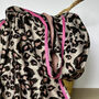 Leopard Print Scarf With Double Pink Border, thumbnail 2 of 3