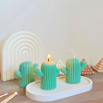 Green Cactus Candle Saguaro Cacti Shaped Candles, 2 of 6