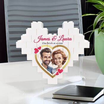 Personalised Heart Shaped Lego Style Photo Puzzle Block, 3 of 4