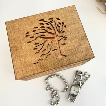 Wooden Tree Design Personalised Trinket Box, 2 of 8