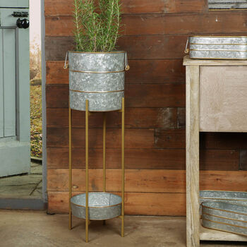 Free Standing Gold Banded Planter, 3 of 8