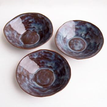 Handmade Ceramic Dark Blue/Brown Ring Dish, 2 of 6