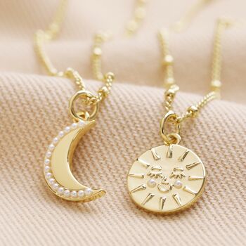 Mother And Child Sun And Moon Necklaces In Gold Plating, 3 of 9