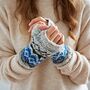 Woollen Fair Isle Hand Warmer Gloves Natural, thumbnail 2 of 2