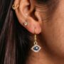 Gold Plated Protection Evil Eye Zircon Drop Earring, thumbnail 1 of 4