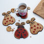 Set Of Four Love Bug Valentine's Ladybird Coasters, thumbnail 2 of 6