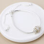 Silver Plated Adjustable Snake Chain Crystal Square Rings Charm Bracelet, thumbnail 3 of 5