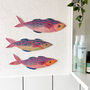 Wooden Mackerel Decorations Pink, thumbnail 1 of 6