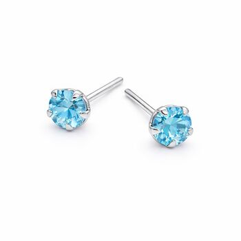 Sterling Silver Aquamarine Micro Stud Earrings – 3mm, 4 of 5