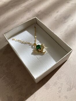 18 K Gold Plated Elephant Pendant Necklace Emerald, 2 of 12