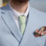 Mens Mint Green Gingham Slim Tie, thumbnail 5 of 12