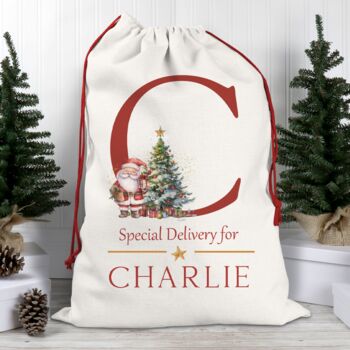 Santa Initial Christmas Sack, 2 of 3