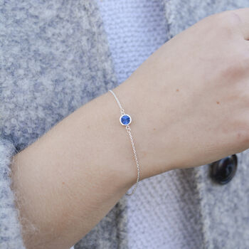 Sterling Silver September Birthstone Curb Bracelet – Sapphire, 2 of 6