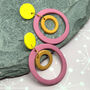 Brightly Coloured Wonky Hoop Retro Style Earrings, thumbnail 5 of 6