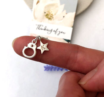 Handcuff Initial Star Silver Friendship Necklace, 9 of 12