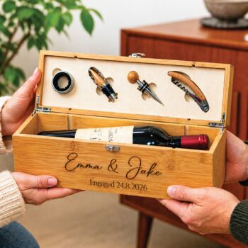 Personalised Couple's Name's Engaged Wine Bottle Gift Set, 3 of 4