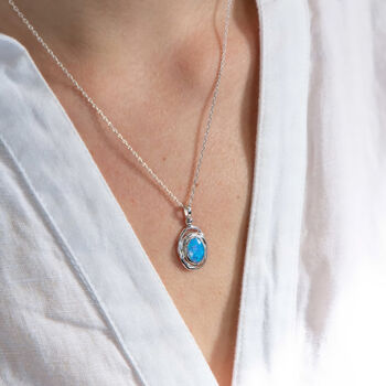 Molten Sterling Silver Blue Opal Necklace, 2 of 11
