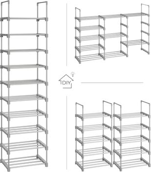 Two Set Five Tier Stackable Shoe Organiser Rack Shelf, 8 of 11