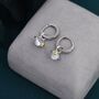 Sterling Silver Moonstone Planet And Gold Star Huggie Hoop Earrings, thumbnail 2 of 11
