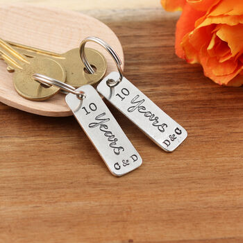 10th Anniversary Couples Pair Personalised Keyrings, 4 of 6