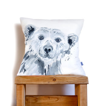 Inky Polar Bear Cushion, 3 of 6