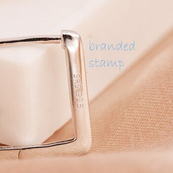 Sterling Silver Minimalist Cz Pave Square Huggie Hoop, 2 of 12