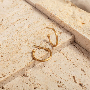 Simple Brushed Gold Vermeil Plated Hoop Earrings, 3 of 6