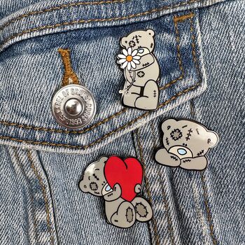 Tatty Teddy Head Enamel Pin Badge, 2 of 3