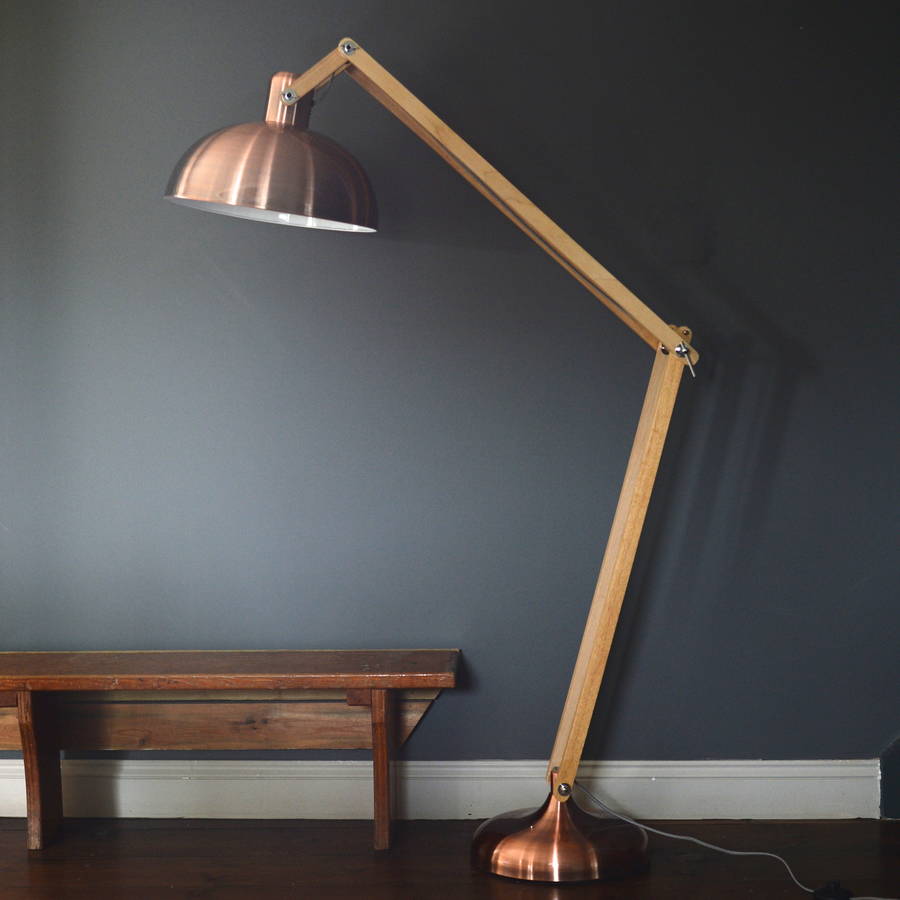 Steel And Wood Floor Lamp By The Forest & Co | notonthehighstreet.com