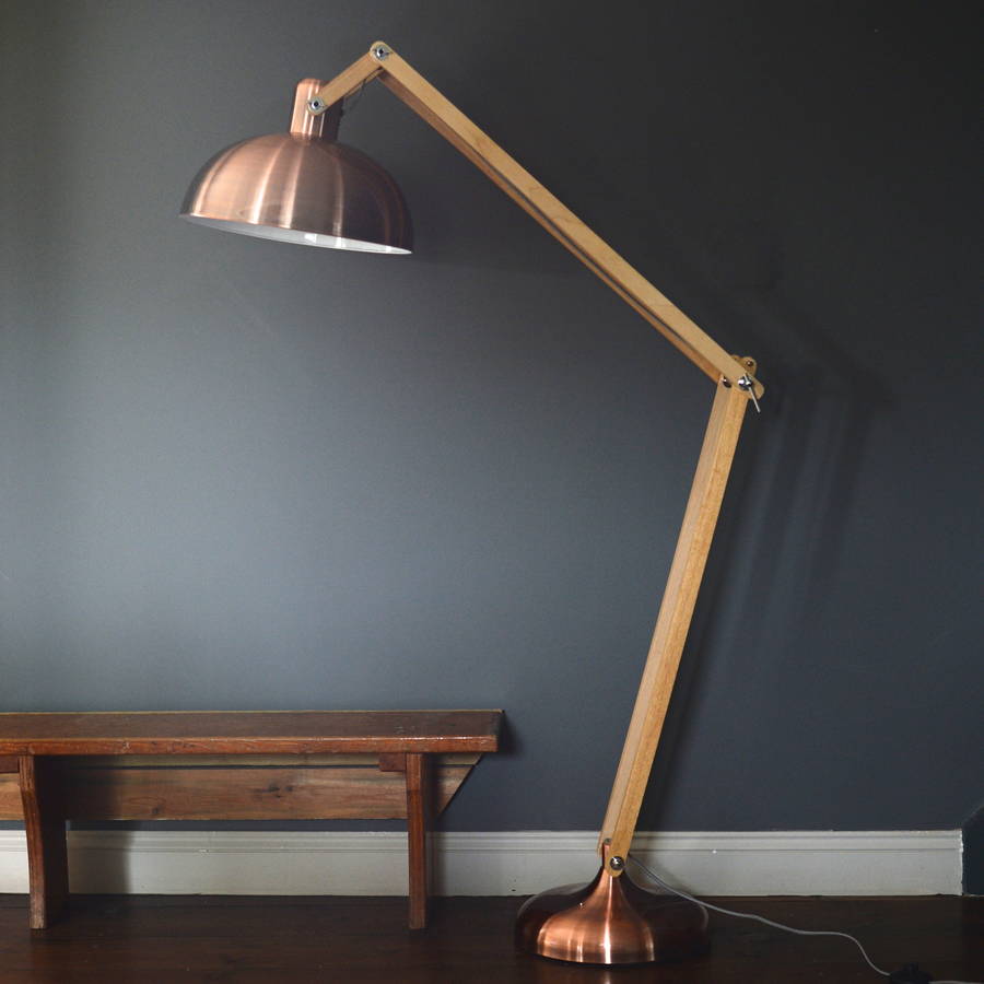 Wooden anglepoise on sale floor lamp