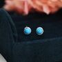 Sterling Silver Genuine Turquoise Gemstone Stud Earrings, thumbnail 3 of 12