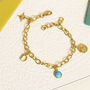 18ct Gold Vermeil Plated Five Charms Bracelet, thumbnail 4 of 6