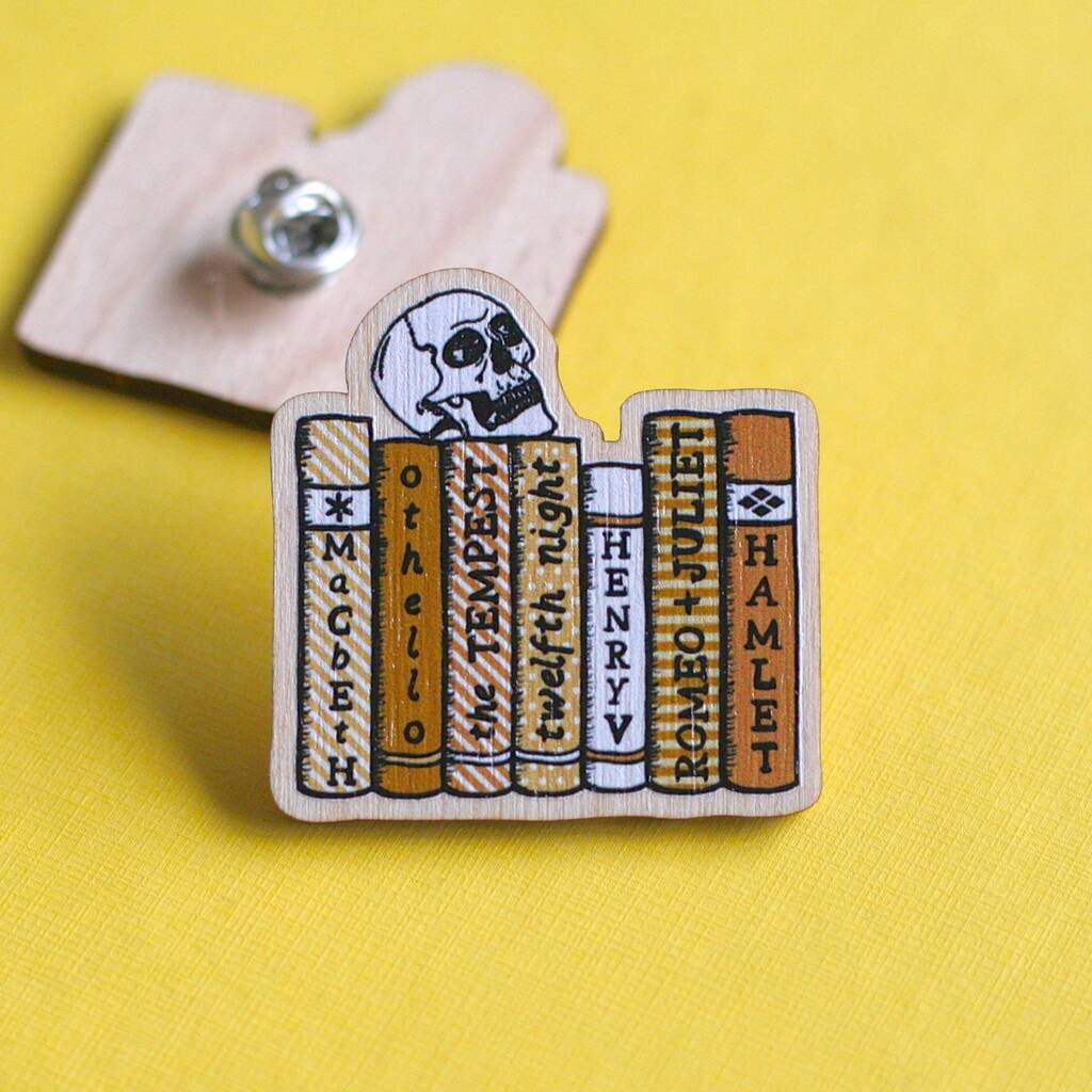 William Shakespeare Books Wooden Pin By Laura Crow | notonthehighstreet.com