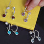 Sterling Silver Birthstone Gemstone Hoop Earrings, thumbnail 4 of 10