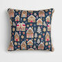 Blue Gingerbread House Christmas Cushion, thumbnail 2 of 7