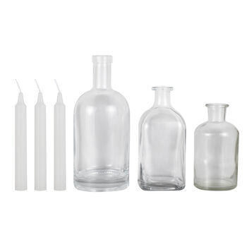 Glass Bottle Candle Holders With Candles Three Pack, 2 of 4