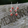 Poppy Red Flowers Drop Hook Earrings, thumbnail 1 of 4