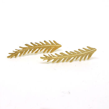Gold Plated Fern Stud Earrings, 4 of 9