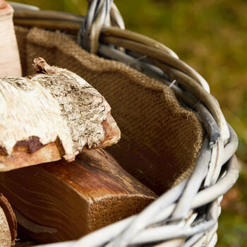 Large Lined Round Wicker Log Basket, 4 of 5