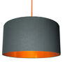 Slate Grey Cotton Lampshades With Copper Or Gold Lining, thumbnail 2 of 9