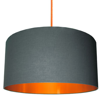 Slate Grey Cotton Lampshades With Copper Or Gold Lining, 2 of 9