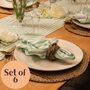 Soft Cotton Linen Stripe Napkins Green/Ivory • Set Of Six, thumbnail 1 of 4