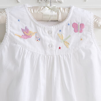 Girl's White Cotton Dragonfly Nightdress, 3 of 5