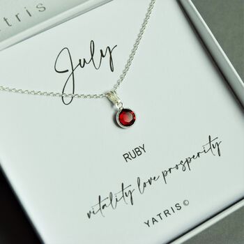 Sterling Silver July Birthstone Necklace, 2 of 5