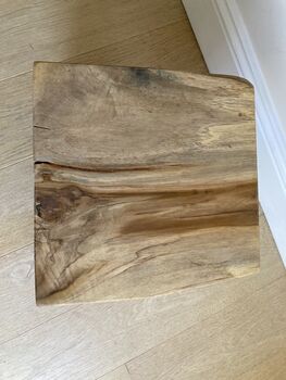 Solid Teak Root Square Chunky Table Stool – Natural Wood, 3 of 12