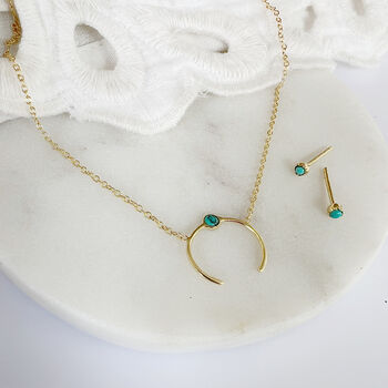 Turquoise Crescent 18ct Gold Vermeil Necklace, 3 of 9