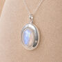 Personalised Sterling Silver Rainbow Moonstone Gemstone Photo Locket Necklace, thumbnail 1 of 6