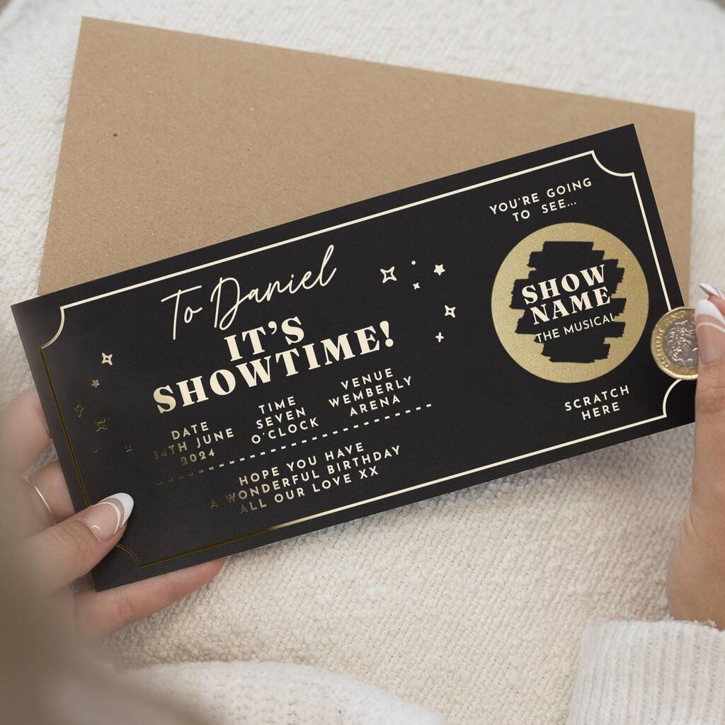 Personalised Concert Ticket Gift Voucher Scratch Reveal, 1 of 9